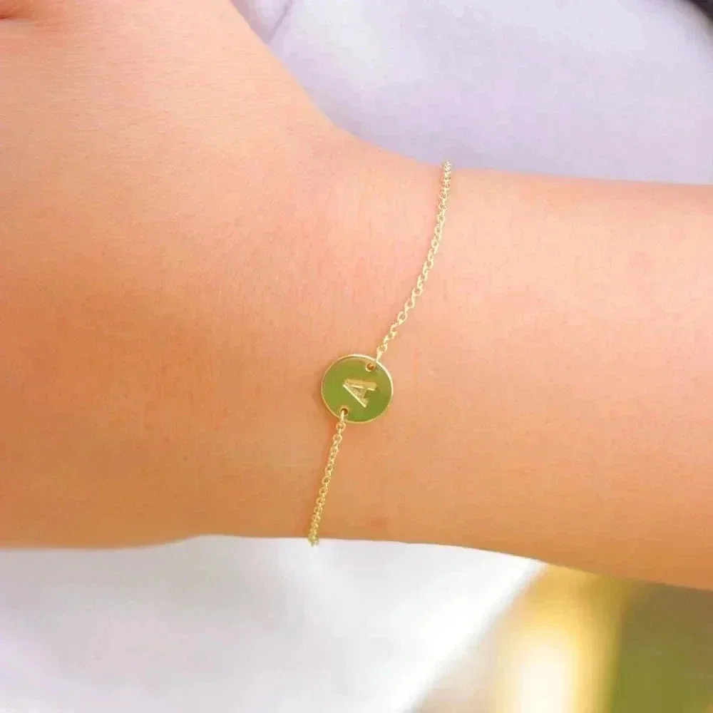 ENGRAVED PERSONALIZED❤️CHARM - A to Z GOLD INITIAL BRACELET GIRL TEEN, ELDM22240 - Picture 10 of 12